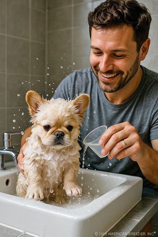 Fluffy Frenchie bathing schedule